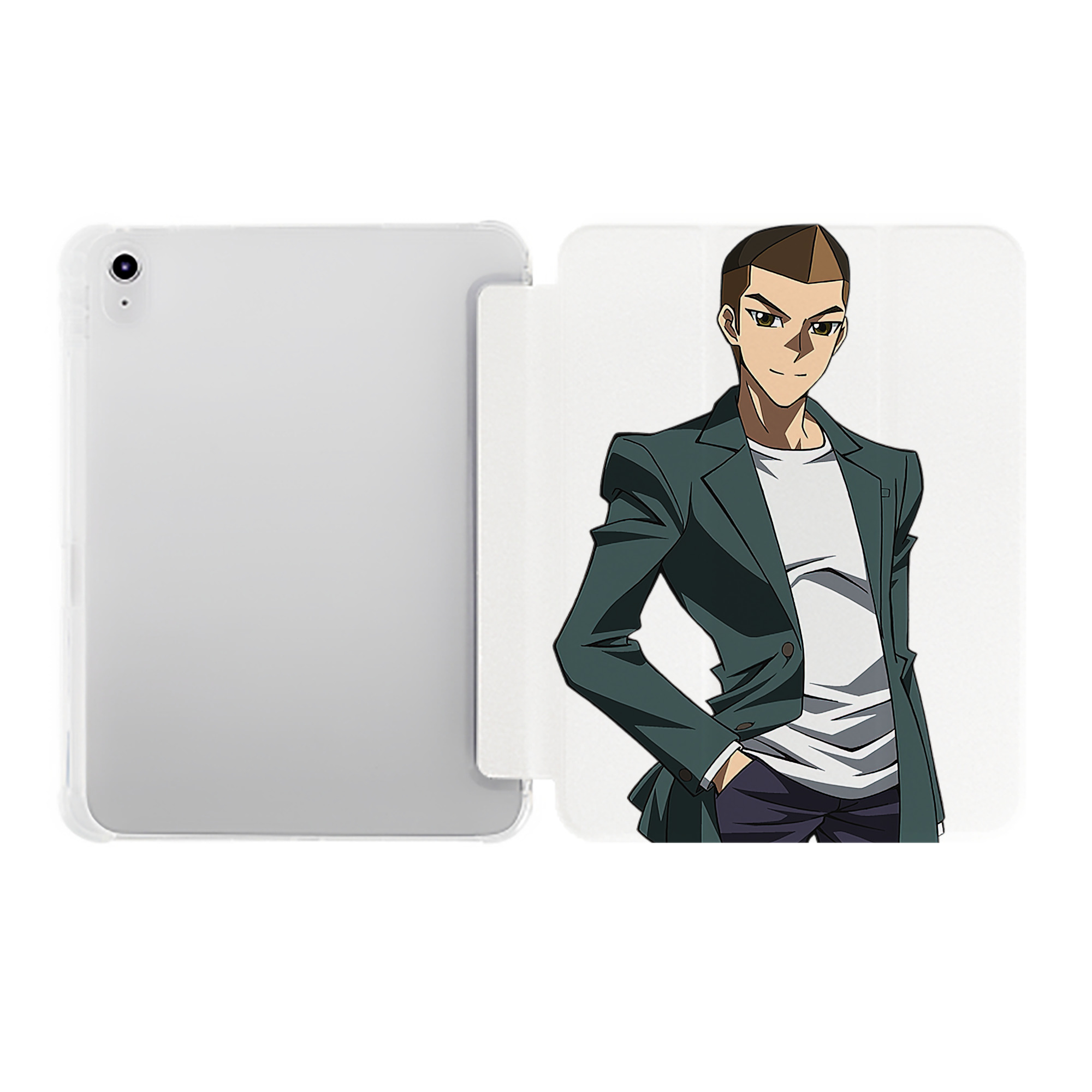 （画像用） 遊☆戯☆王 Yu-Gi-Oh! IPad ケース ペン収納付き 三つ折りスタンド PUレザー×シリコン 対応機種9.5/10.5/10.9インチ